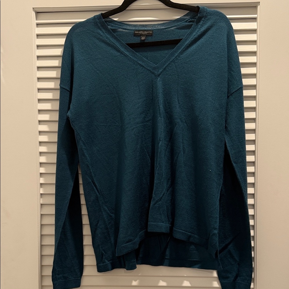 Lane Bryant Teal Fine Merano Wool V-Neck Sweater